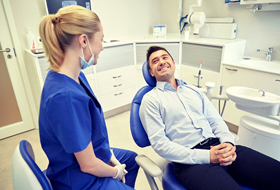 man at dental checkup in Pittsburgh 