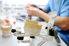 Dental lab fabricating restorations.