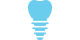 Animated dental implant with crown icon highlighted blue