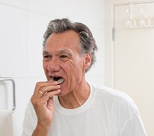 Man wearing mouthguard in Pittsburgh