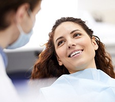 Woman at dental consultation for dental implants in Pittsburgh, PA