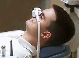 Man relaxing with nitrous oxide in Pittsburgh