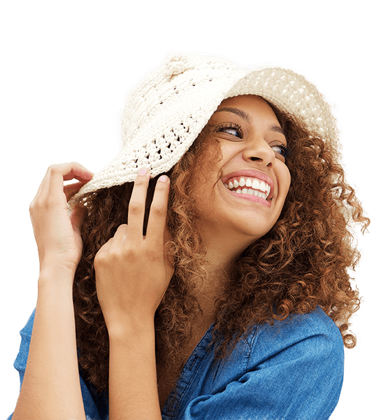 Smiling woman with sunhat
