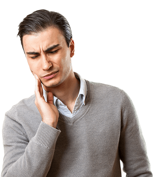 Man in pain holding jaw