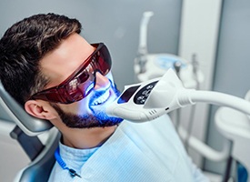 a patient undergoing the teeth whitening process