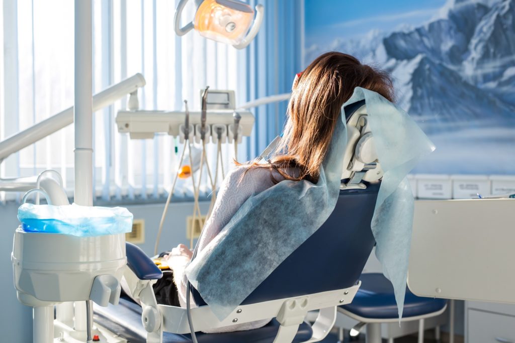 Woman relaxing in dentist's office