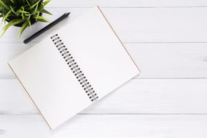 Empty notebook on table