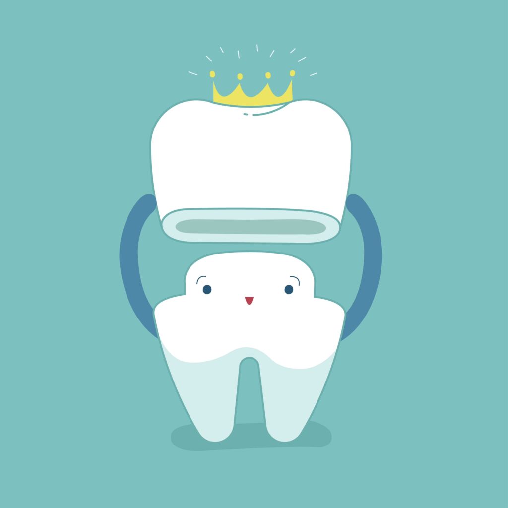 Tooth holding a dental crown